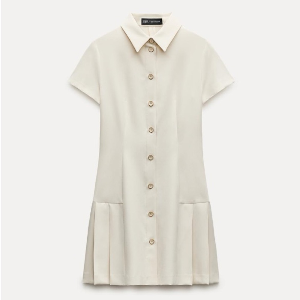 Zara Cream Button-Front Mini Dress
